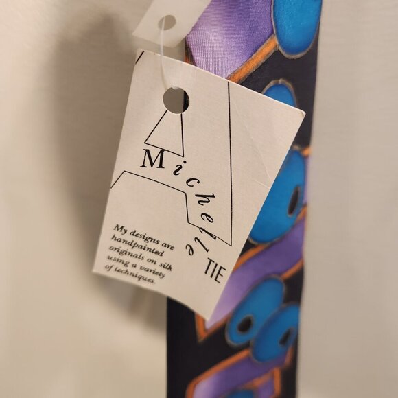 Vintage Silk Tie Art To Wear 90's Design Retro Bold Abstract Unique Hand Painted - Picture 3 of 6
